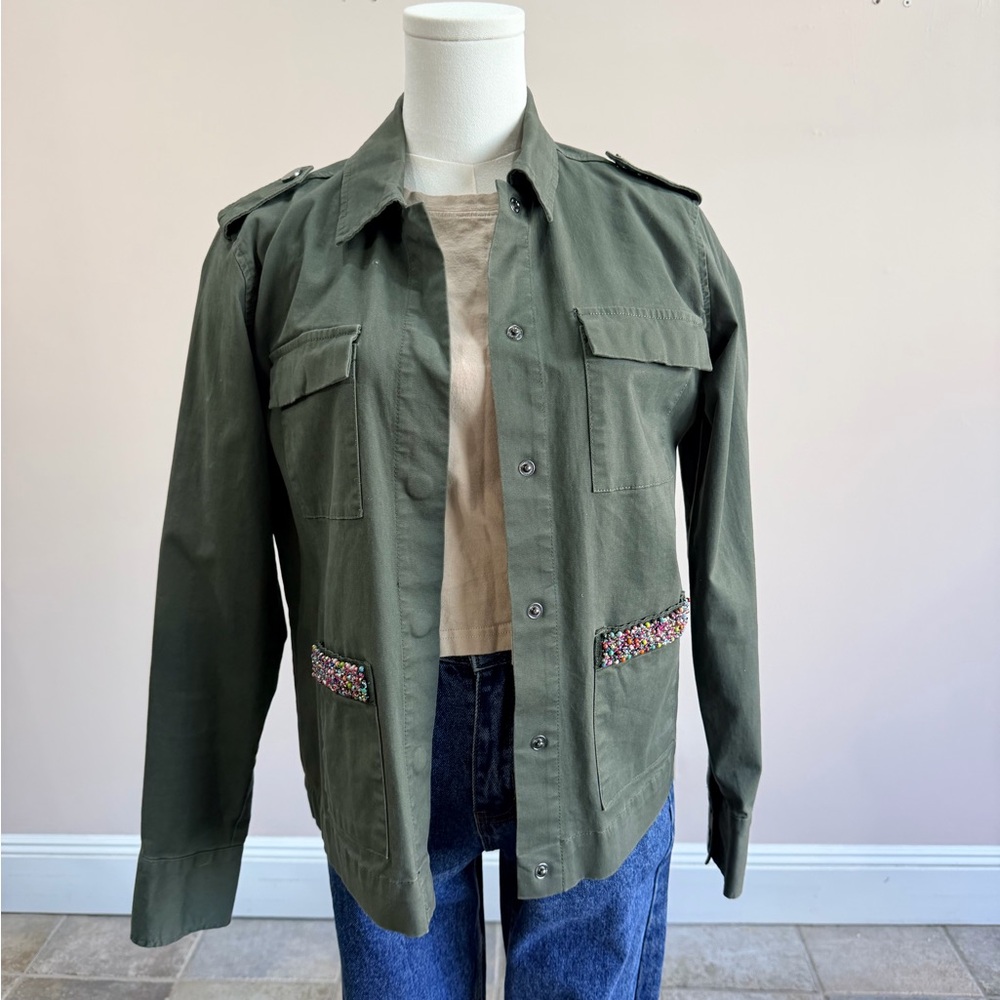 Olive Green Military-Style Jacket